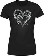 Koszulki i topy damskie - Koszulka damska z Kryształkowym Sercem Połyskująca i Stylowa T-shirt damski - miniaturka - grafika 1