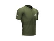 Koszulki sportowe męskie - COMPRESSPORT Koszulka biegowa TRAIL HALF-ZIP FITTED SS TOP zielona - miniaturka - grafika 1