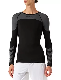 Koszulki męskie - Hummel koszulka funkcyjna z długim rękawem Jersey - FIRST COMFORT SS - koszulka treningowa męska duża swoboda ruchów - koszulka sportowa oddychająca w kolorze czarno-szarym - koszulka fitness, czarny, 04-327-2001 - grafika 1