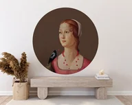 Tapety - Mural DOTS Kobieta ze sroką- okrągła dekoracja ścienna - miniaturka - grafika 1