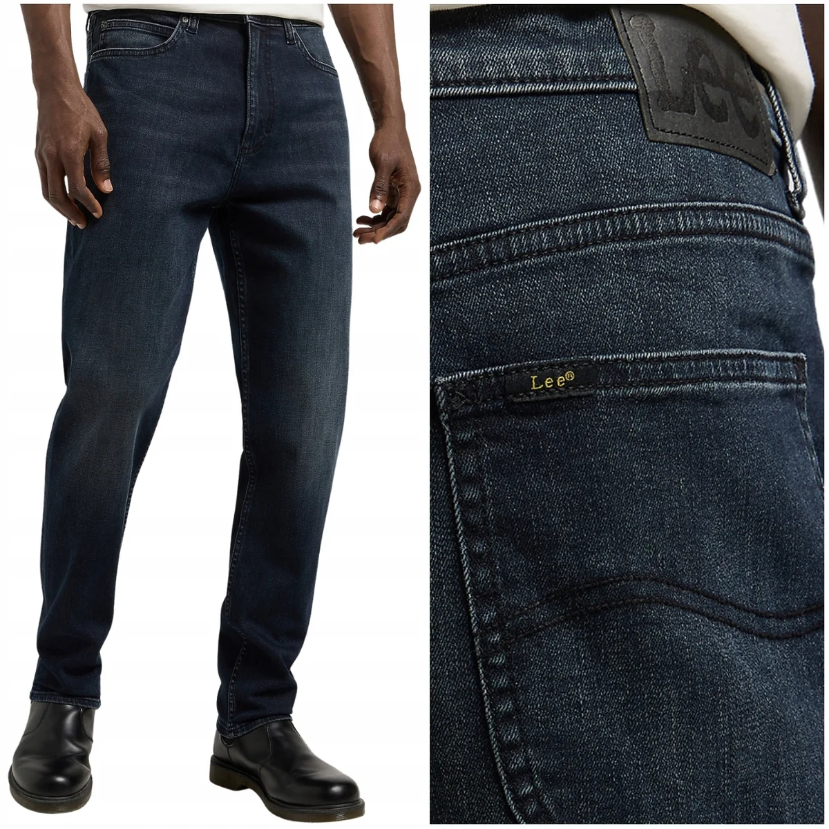 Lee Austin tapered Below Zero klasyczne ciemne spodnie jeansowe W38 L30