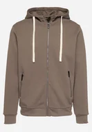 Bluzy męskie - Ciemnozielona Rozpinana Bluza z Bawełną i Kapturem Corilena - miniaturka - grafika 1