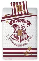 Faro Pościel bawełniana 160x200 Harry Potter 004 Herb biała bordowa młodzieżowa poszewka 70x80 - Pościel dla dzieci - miniaturka - grafika 1
