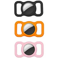 Etui i futerały do telefonów - 4smarts Silicone Case PetSet dla AirTag etui na  AirTag 3 szt. (1 x Black, 1 x Orange, 1 x Pink) 540289 - miniaturka - grafika 1