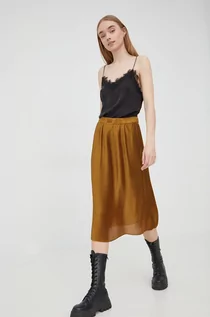 Spódnice - Fila spódnica kolor brązowy midi rozkloszowana - grafika 1