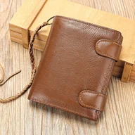 Portfele - INF Skórzany portfel męski z blokadą RFID, cienki portfel typu bifold z pudełkiem prezentowym brązowy - miniaturka - grafika 1