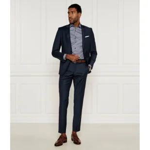 BOSS BLACK Wełniany garnitur Huge Slim Fit - Garnitury - miniaturka - grafika 1
