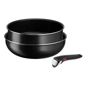 Serwisy obiadowe - Zestaw garnków aluminiowych 3 el. Ingenio Easy Cook & Clean Black – Tefal - miniaturka - grafika 1