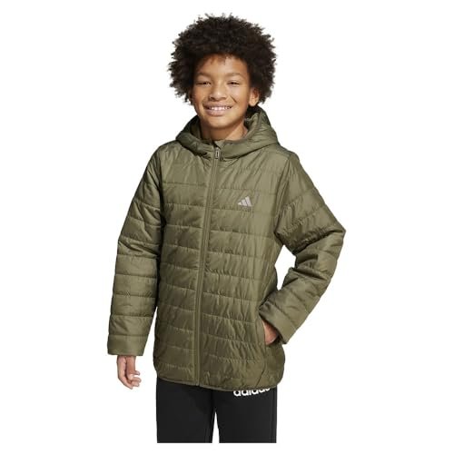 adidas Uniseks - dzieci ESSENTIALS LIGHT PADDED JACKET, olive strata/REFLECTIVE SILVER, 13-14 Years