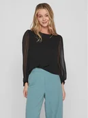 Bluzki damskie - Vila Bluzka Falia 14084606 Czarny Regular Fit - miniaturka - grafika 1