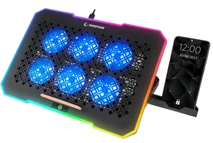 Podstawka chłodząca pod laptopa Rampage FREEZ 9-17" RGB 6 wentylatorów, czarna - Podkładki chłodzące pod laptopa - miniaturka - grafika 1