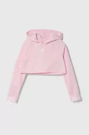 Bluzy dla dziewczynek - adidas bluza dziecięca kolor różowy z kapturem gładka - miniaturka - grafika 1