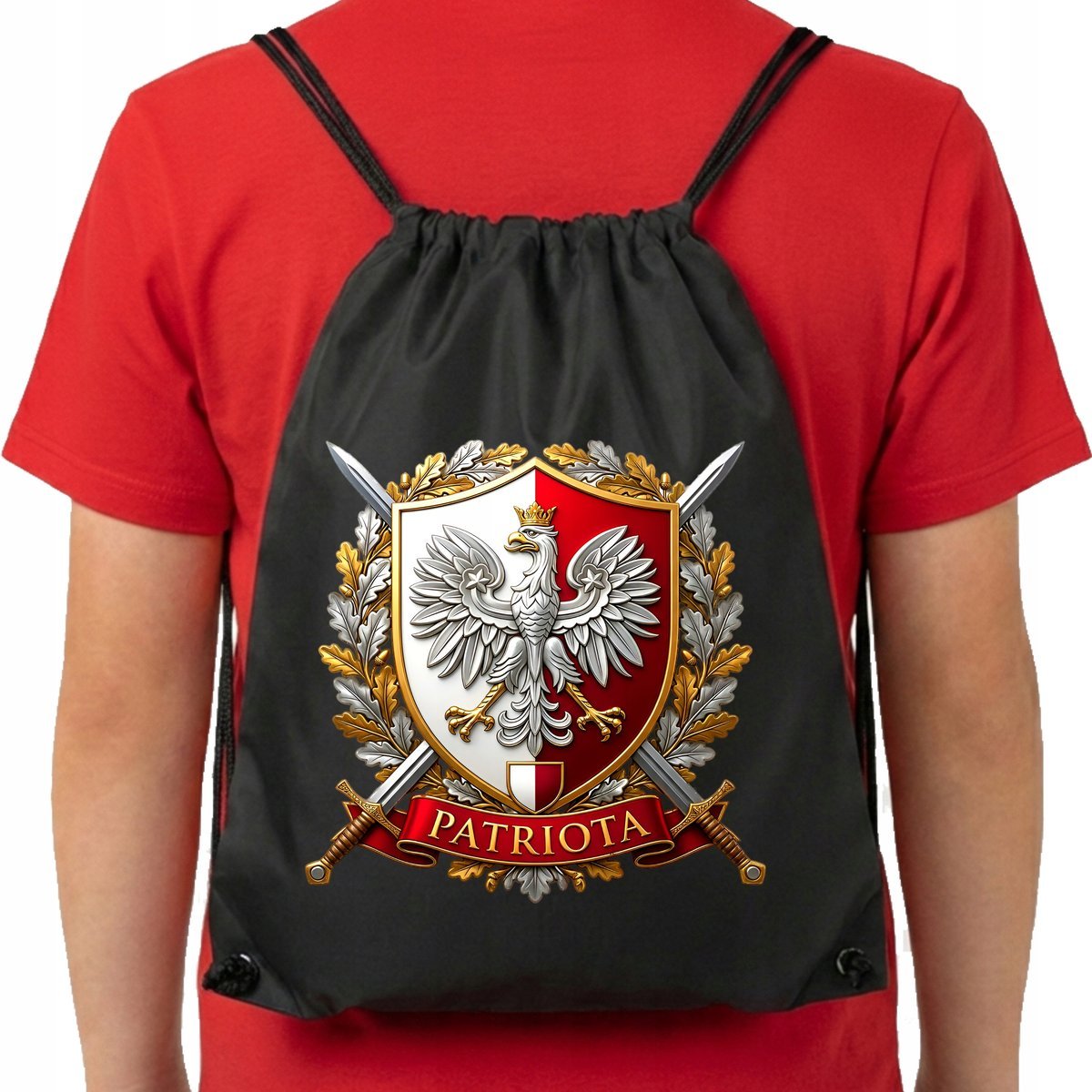 Plecak Patriotyczny Polska Godło Orzeł Patriota F44 Czarny