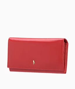 PUCCINI Czerwony skórzany portfel damski zamykany na zatrzask - Portfele - miniaturka - grafika 1