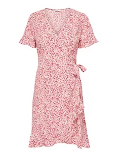 ONLY Women's ONLOLIVIA S/S WRAP Dress WVN NOOS sukienka, Rose Smoke/AOP: Tanya Flower, 42, Różowy dym/Aop: kwiat tanya, 42 - Sukienki - miniaturka - grafika 1