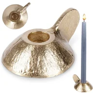 Świeczniki - Świecznik aluminiowy złoty stojak podstawka na świeczkę z uchwytem - miniaturka - grafika 1