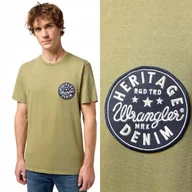 Koszulki męskie - Wrangler GRAPHIC TEE Olive ZIELONA BAWEŁNIANA KOSZULKA T-SHIRT LOGO XXL - miniaturka - grafika 1