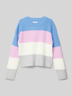 Sweter z dzianiny krótki w stylu Colour Blocking - Swetry dla dziewczynek - miniaturka - grafika 1