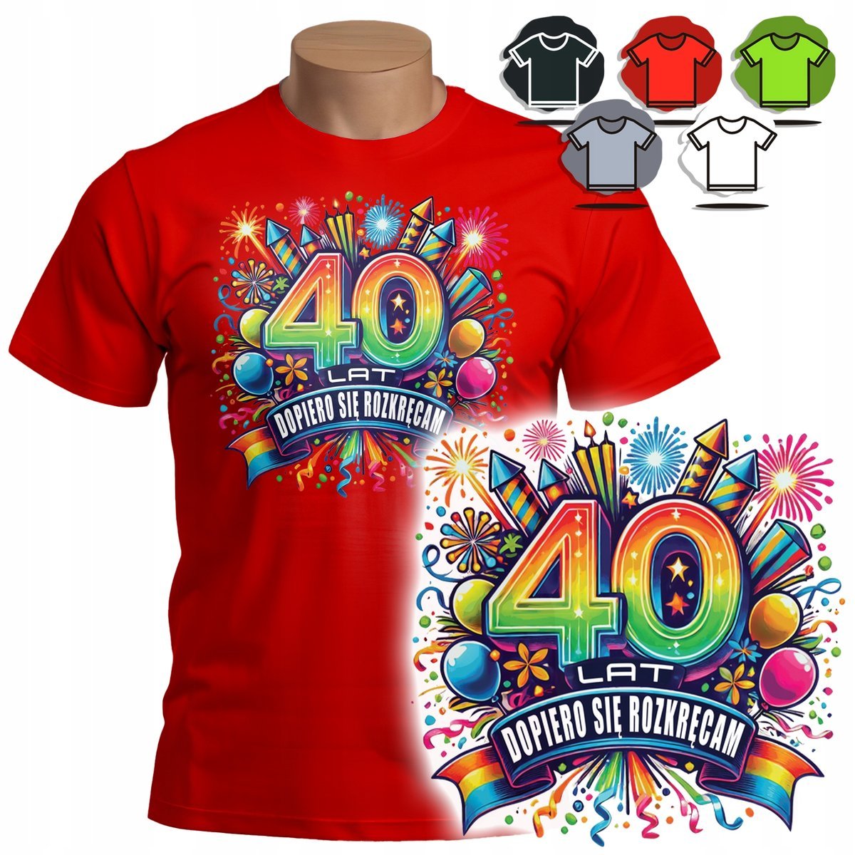 KOSZULKA T-SHIRT MĘSKI WZORY DO WYBORU - 40 LAT PREZENT URODZINY - L