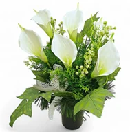 Sztuczne kwiaty - Bukiet Wkład Do Wazonu Flakonu Na Grób Cmentarz Stroik Kwiaty - miniaturka - grafika 1