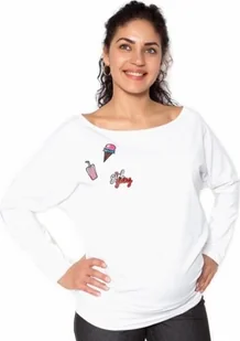Be MaaMaa Bluza ciążowa z aplikacjami - biały - L - Odzież ciążowa - miniaturka - grafika 1