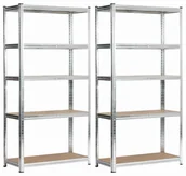 Szafy i regały magazynowe - Fancy Garden 2x REGAŁ METALOWY 80x40x180 SREBRNY - miniaturka - grafika 1