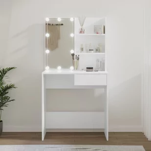 Lumarko Toaletka z oświetleniem LED, biała, 74,5x40x141 cm - Toaletki - miniaturka - grafika 1