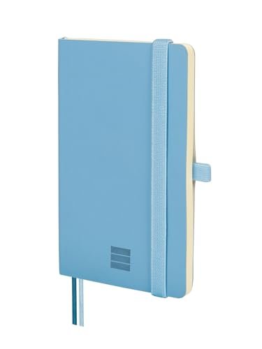FINOCAM - Notatnik Nexo Solid Blue Blue Soft Cover Mały notatnik z mikroperforowanymi arkuszami Kieszeń i uchwyt na długopis 72 arkusze, idealny do pisania i rysowania
