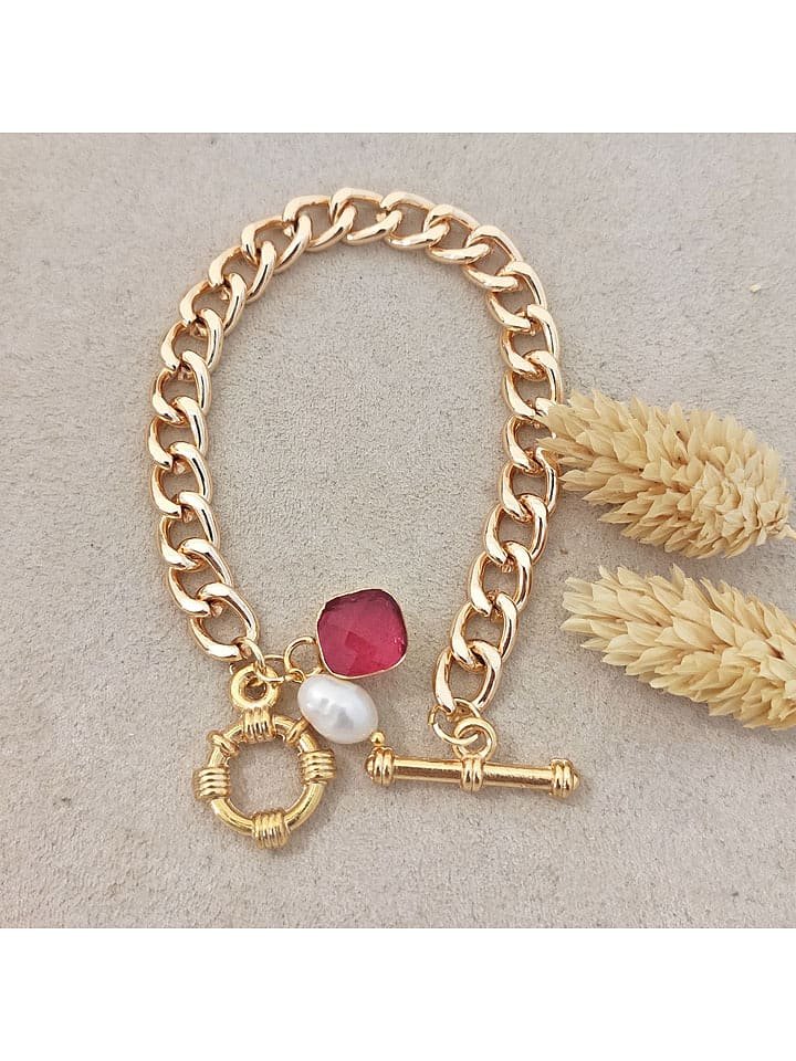 Nakkash Pozłacana bransoletka z kryształem