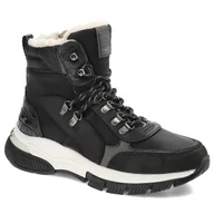 Botki damskie - Czarne Botki Mustang Damskie Ocieplane Obuwie - miniaturka - grafika 1