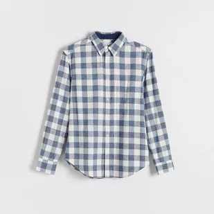 Reserved - Koszula regular fit w kratę - Niebieski - Koszule męskie - miniaturka - grafika 1