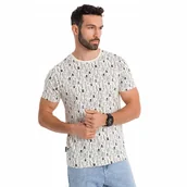 Koszulki męskie - Koszulka bawełniana z oryginalnym nadrukiem kremowa OM-TSFP-0225 V1 r. XXL - miniaturka - grafika 1