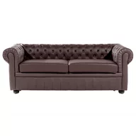 Sofy i kanapy - Beliani Sofa 3-osobowa skórzana brązowa CHESTERFIELD 2842 - miniaturka - grafika 1