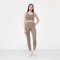 Spodnie sportowe damskie - Damskie legginsy treningowe GUESS RIB SEAMLESS LEGGING - beżowe - miniaturka - grafika 1