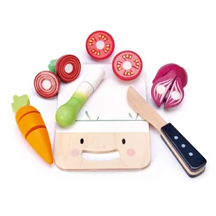 Drewniana deska z warzywami do krojenia, Mini Chef, Tender Leaf Toys - Zabawy w naśladowanie dorosłych - miniaturka - grafika 1