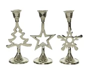 Świeczniki - Świecznik aluminiowy z brokatem na święta 16cm - miniaturka - grafika 1