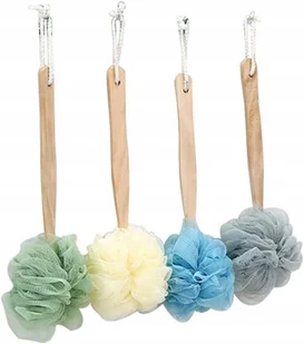 TOPBATHY Zestaw Szczotek Prysznicowych z Drewnianą Rączką 4 sztuki - Miotły, szufle, mopy - miniaturka - grafika 1