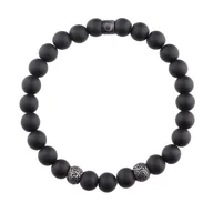 Bransolety męskie - Bransoletka Męska czarne matowe kulki onyksu. - miniaturka - grafika 1