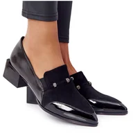 Czółenka - Eleganckie Czółenka Na Obcasie S.Barski Premium Czarne - miniaturka - grafika 1