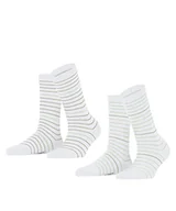 Skarpetki damskie - ESPRIT Fine Stripe 2-Pack skarpety damskie trwałe bawełna organiczna czarne szare plus kolory wzmocnione fantazyjny wzór z kolorowymi paskami zestaw 2 par, biały (Raw White 2100), 39-42 EU - miniaturka - grafika 1