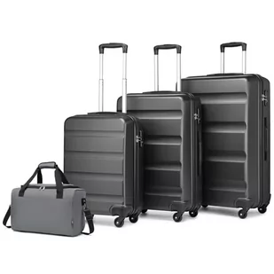 Kono Zestawy bagażowe, bagaż podręczny, średnia walizka, duża walizka rejestracyjna z zamkiem TSA, twarda obudowa, walizka podróżna, z torbą kabinową Ryanair, 40 x 20 x 25 cm, szary, 4 Piece Sets, - Walizki - miniaturka - grafika 1