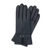 Rękawiczki - Damskie rękawiczki skórzane z wycięciem i klamerką - miniaturka - grafika 1