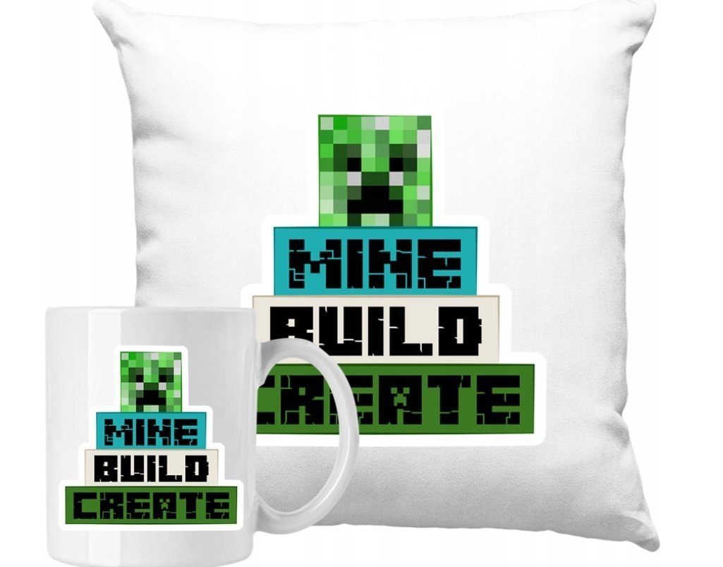 ZESTAW PODUSZKA + KUBEK Creeper Minecraft Pomysł Na Prezent +IMIĘ #5