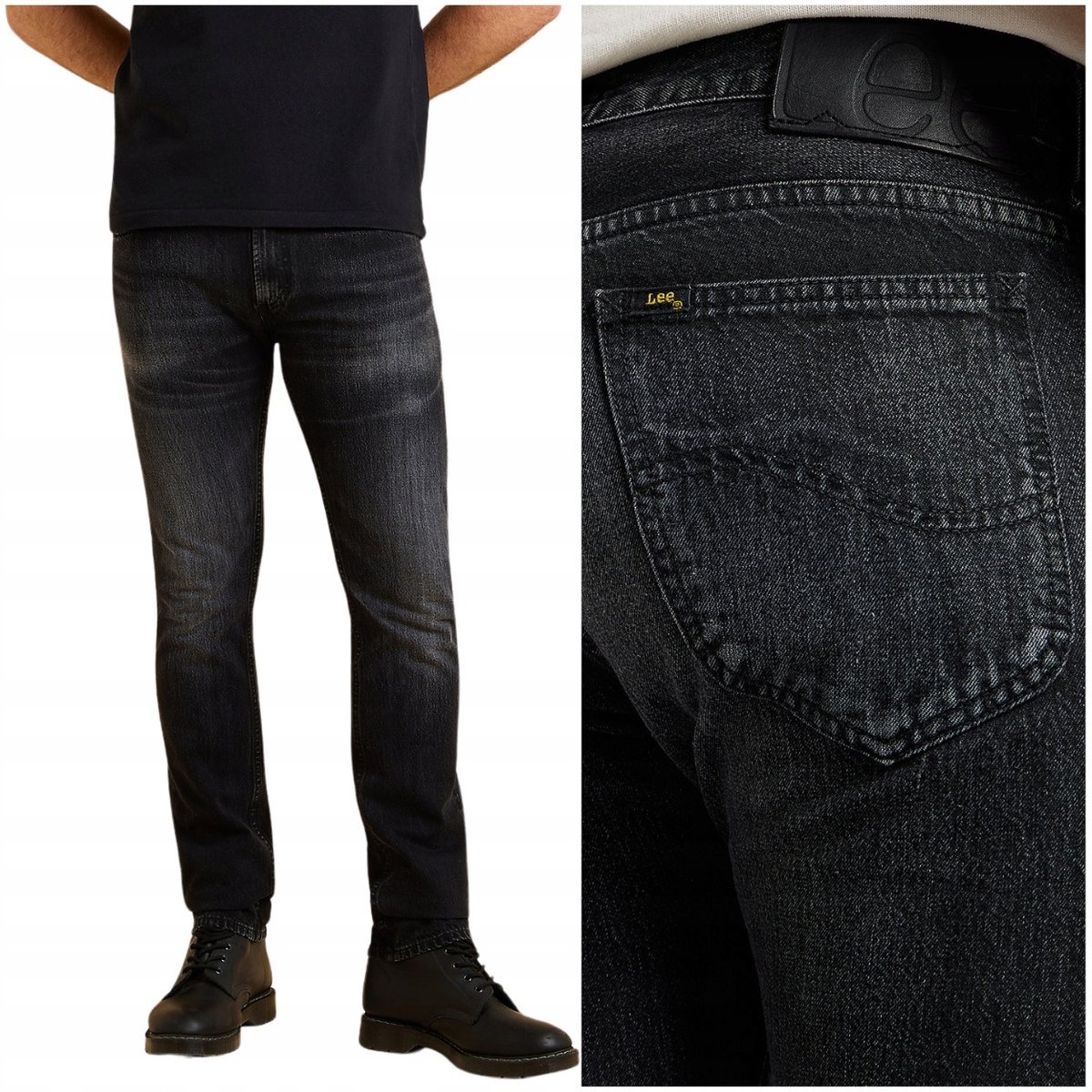 Lee 101 RIDER SLIM JAPAN PREMIUM czarne dopasowane spodnie jeansowe W32 L34