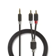 Kable komputerowe i do monitorów - Nedis CABW22200AT10 kabel audio 1 m 3.5mm 2 x RCA Antracyt - miniaturka - grafika 1