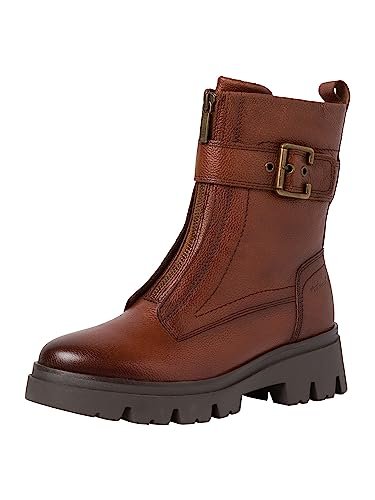 Tamaris COMFORT 8-85416-41 Leder Comfort Fit Wechselfußbett zapięcie na zamek błyskawiczny z przodu z ozdobą Alltagsschuhe, botki, Brązowy, 3 UK Wide