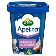 Sery - Arla Apetina Ser biały typu śródziemnomorskiego w zalewie solankowej z czosnkiem i pietruszką 410 g - miniaturka - grafika 1