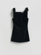 Sukienki - Reserved - Welurowa sukienka mini - czarny - miniaturka - grafika 1