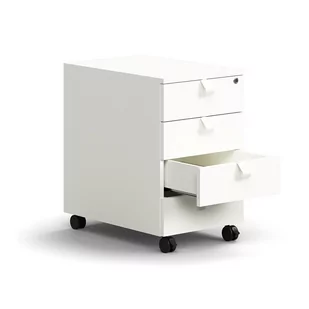 Mobilny kontenerek QBUS, 4 szuflady z uchwytami, zamykany, biały - Szafki biurowe Mobilny kontenerek QBUS, 4 szuflady z uchwytami, zamykany, biały - Szafki biurowe - miniaturka - grafika 1