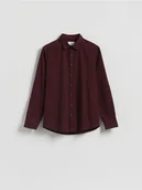 Koszule męskie - Reserved - Bawełniana koszula regular fit - bordowy - miniaturka - grafika 1